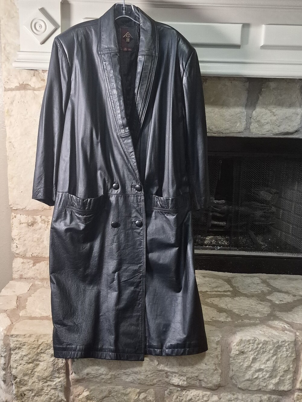 Vintage 90s G-III Real Leather Long Trench Coat Jacket - Size 2X